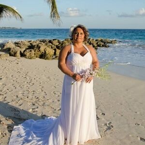 Chic White Halter Wedding Gown